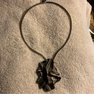 Vintage Brutalist Modernist Pendant Metal Collar